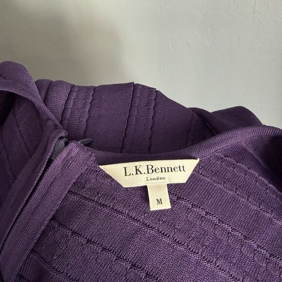LK Bennett Dr Lupita Hydrangea Purple Stretch Knit Fit & Flare Dress Size M - Picture 7 of 10